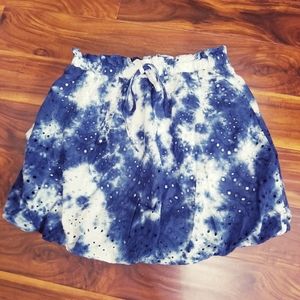 Shein Womens Blue White Tie Dye Skirt Bubble Hem Size L